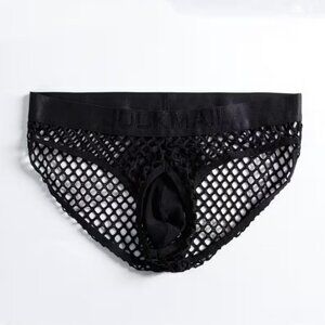 JOCKMAIL Mens Fishnet Mesh Underwear - Low Waist Semi-Transparent Brief Large
